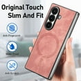 thumbnail image 3 of Decase Case for Samsung Galaxy Z Fold 7, Vintage Magnetic Shockproof Slim Leather Phone Case,Pink, 3 of 10