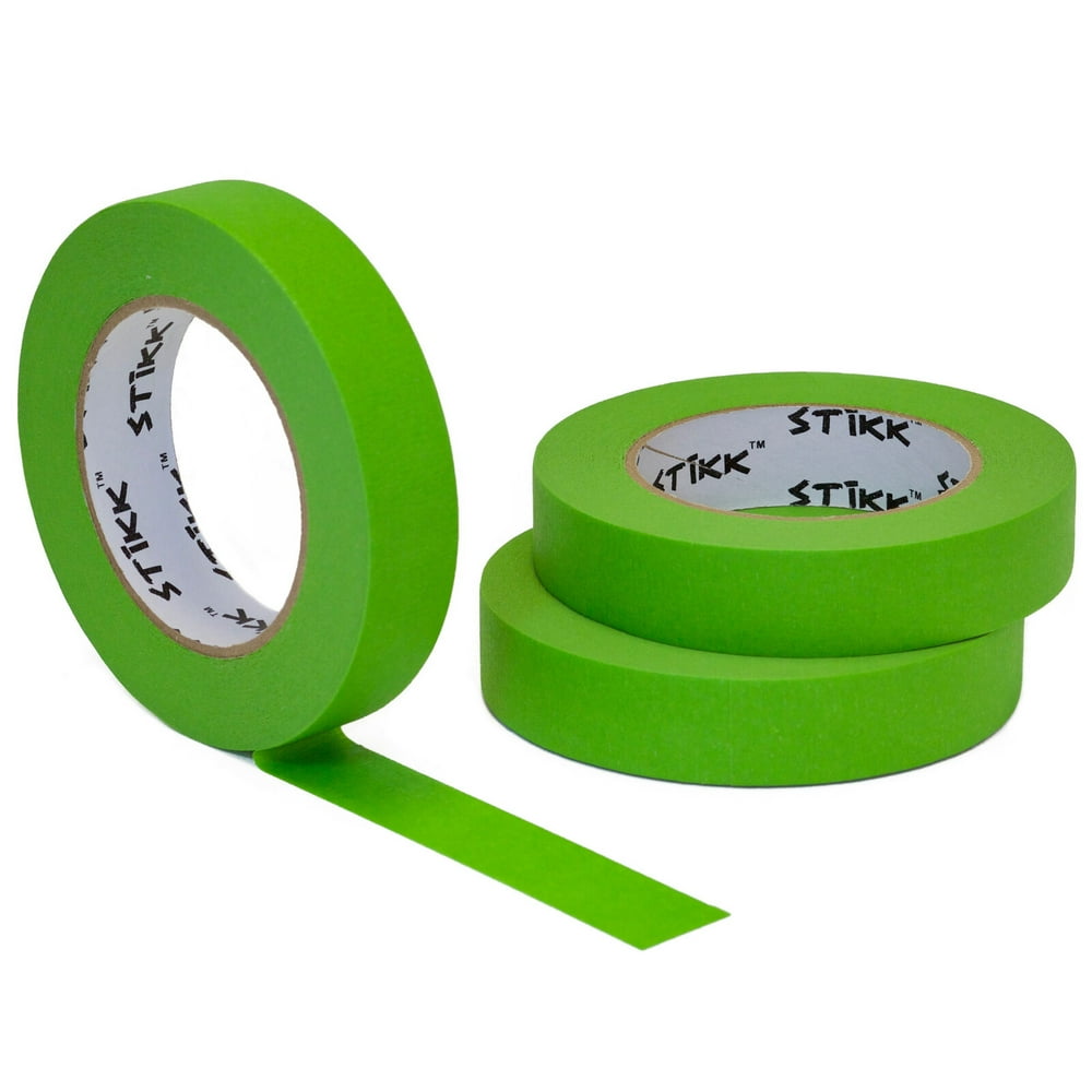 3pk 1" 24mm x 60yd STIKK Green Painters Masking Tape 14 Day Easy