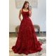 thumbnail image 5 of Vestido de fiesta Miao Duo con lentejuelas y tirantes finos, línea A, fucsia, 5 of 7