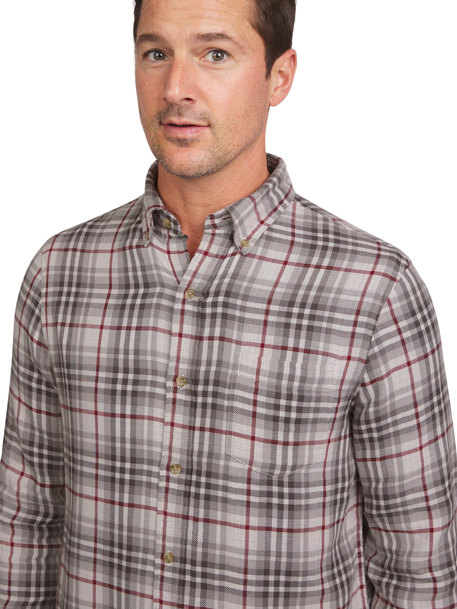 Chaps Men's & Big Men's Double Faced Long Sleeve Button Down Holiday Plaid Shirt