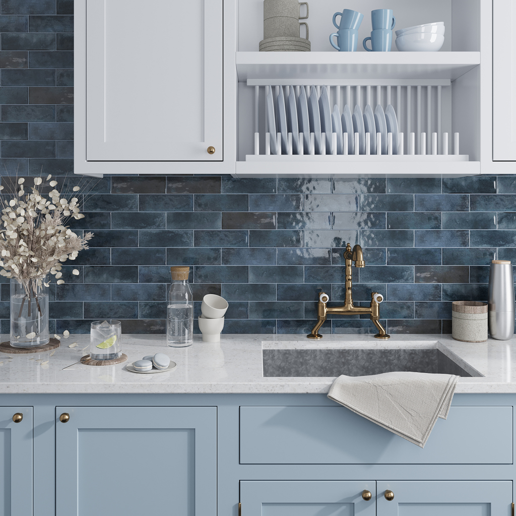Antiek 2.58 in. x 7.9 in. Glossy Blue Ceramic Subway Wall and Floor Tile (5.38 sq. ft./case) (38-pack)