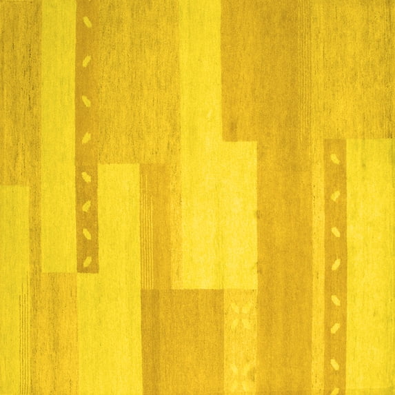 Ahgly Company Indoor Square Abstract Yellow Contemporary Area Rugs, 7' Square