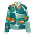 thumbnail image 5 of Jackets for Women Winter Coat Jackets Flannel Stand Collar Jacket(Abstract Teal Orange Shapes Design,Size:S-4XL), 5 of 7