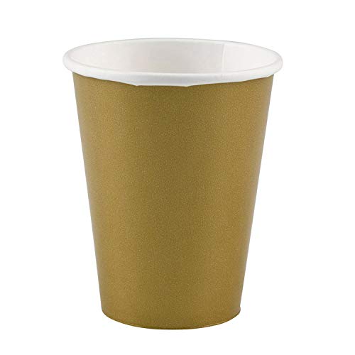 Gold Paper Cups 9 oz. Pack of 8 Party Supply