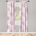 thumbnail image 3 of Ambesonne Spring Curtains, Chrysanthemum Floral Plot, Pair of 28"x84", Soft Pink and Sand Brown, 3 of 5