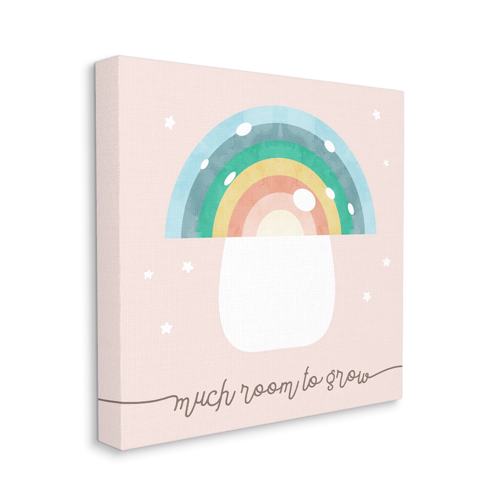 Stupell Industries Much Room to Grow Phrase Kids' Rainbow Mushroom Graphic Art Gallery-Wrapped Canvas Print Wall Art, 36x36, by Daphne Polselli