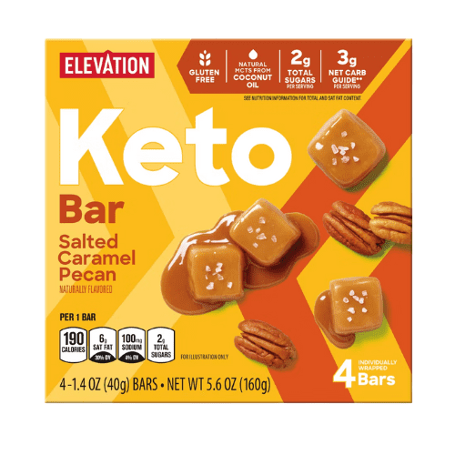 Elevation Keto Bar Mixed Chocolate Almond Brownie ,Chocolate Macaroon Salted Caramel, 4 count 3-Pack,5.6oz