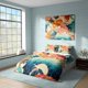 thumbnail image 2 of Escala de pescado de colores funda de edredón japonés juego de cama, funda nórdica de algodón, 2 of 5