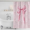 thumbnail image 3 of Pink Bow Shower Curtain, Waterproof Shower Curtains for Bathroom, Cute Watercolor Girls Cartoon Luxury Washable Fabric Bathtub Curtain Set Bath Decor with 12 Hooks 72"x78", 3 of 8