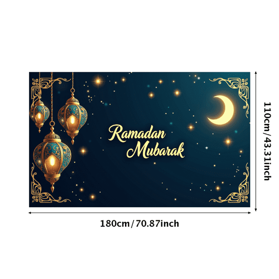 LUUFILx Ramadan Mubarak Lantern Background Banner Celebration Eid Backdrop Party Decoration Festival Muslim Décor Islamic Event Props Wall Decor
