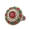 thumbnail image 3 of Womens Vintage Flower Ring Gold Plated Silver Ring with Rhinestones Geometric Design Alloy Metal Ring Diamond Processing Ring Gift for Her Red, 3 of 4
