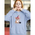 thumbnail image 2 of Welsh Corgi Puppy Let's Party Hoodie Women -Image by Shutterstock, Female XX-Large, 2 of 4