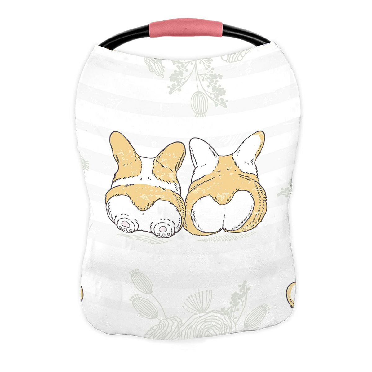 ABPHQTO Two Cute N Dogs Breed Welsh Corgi Romantic Floral Nursing Cover Baby Breastfeeding Infant Feeding Cover Baby Car Seat Cover Infant Stroller Cover Carseat Canopy Breathable