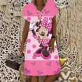 thumbnail image 3 of Elegante vestido de fiesta de playa para mujer 2024 Disney Minnie Mickey Mouse vestido de verano bohemio moda casual cuello en V vestidos midi, 3 of 5