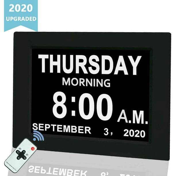 Reloj despertador personalizado para personas mayores con pantalla de alto contraste y batería de respaldo, reloj digital grande para personas con demencia y personas mayores con problemas de visión,