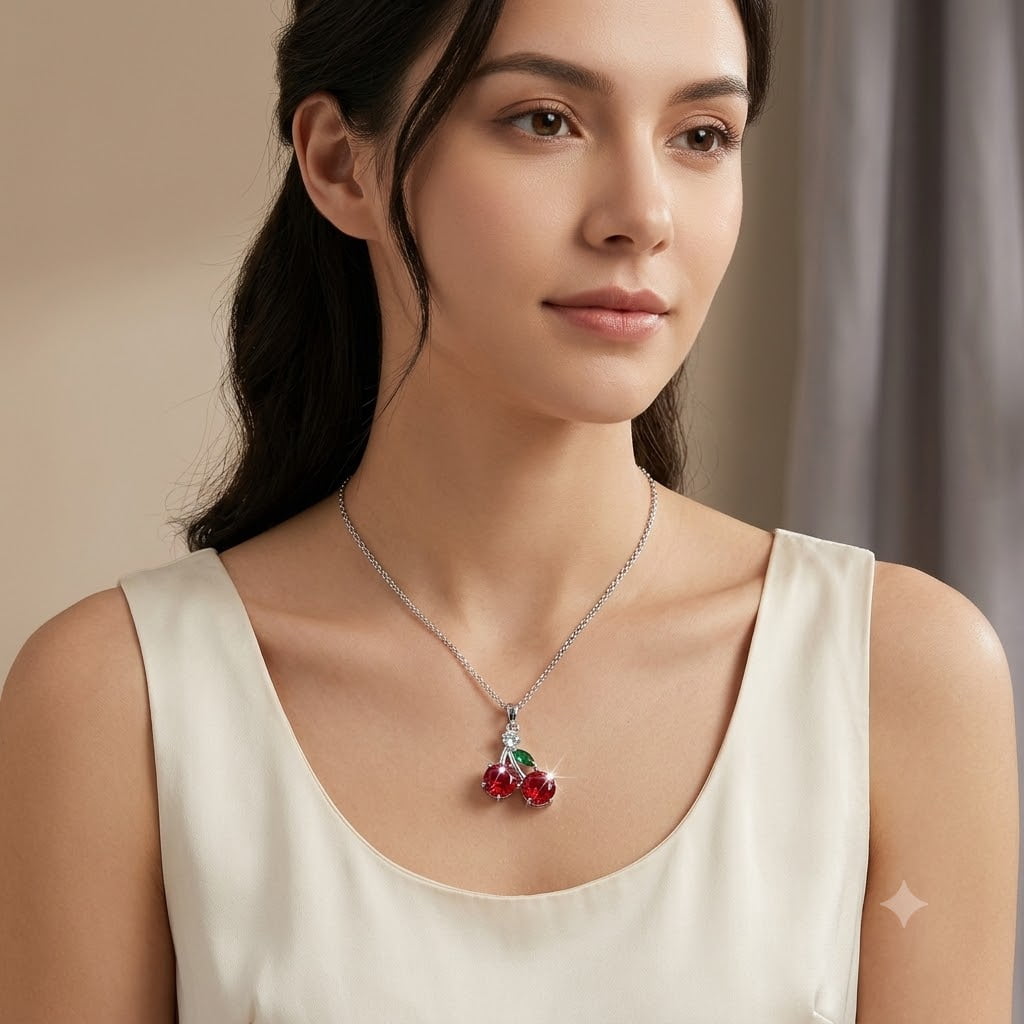 Freebird Jewelry Box Cherry Pendant Necklace
