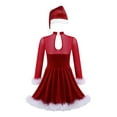 thumbnail image 2 of Alvivi Kids Girls Sequin Ice Skating Dance Leotard Dress Christmas Snowman Party Costume Hat Red 6, 2 of 7