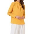 thumbnail image 4 of BLUSA DE CHIFFON CON CUELLO ALTO INSPIRADA EN CHIC OTOÑO INVIERNO PARA MUJER, CAMISA DE MANGA LARGA DE NEGOCIOS CASUAL COLOR AMARILLO, 4 of 6