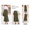 thumbnail image 5 of BTFBM Womens Floral Mesh Maxi Skirt Fall Elastic High Waisted Boho Elegant Mermaid Long Skirts for Women, 5 of 7