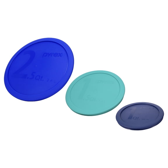 Pyrex 322-PC 1qt Blue, 323-PC 1.5qt Sun Bleach Turquoise, & 325-PC 2.5qt Cadet Blue Mixing Bowl Lids