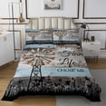 thumbnail image 2 of Erosebridal Vintage Windmill Quilt Set Queen Size, Rustic Farmhouse Coverlet Set Vintage Country Western Bedspread Set Barn Door Wooden Plank Bed Set Windmill Decorations For Inside Home, Brown, 2 of 4