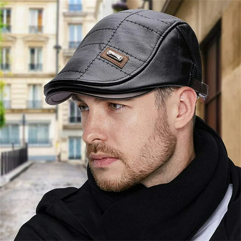 Caps - Flat Cap - Leather 60 cm Black