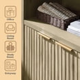 thumbnail image 3 of ARKANTOS 5 Shelf Bookcase with Doors Adjustable Shelf and Storage Cabinet Coastal Oak, 3 of 6