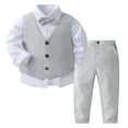 thumbnail image 2 of iiniim Little Boys Baby Gentleman Suit Pointed Hem Vest Bowtie Wedding Party Long Sleeves Shirt Pants Clothing Set Grey 2-3, 2 of 7