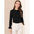 thumbnail image 2 of INSPIRE CHIC Women's  Peter Pan Collar Tops Contrast Panel Work Button Down Shirt, 2 of 6