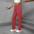 thumbnail image 3 of Chiccall Women's Stretchy Yoga Sweatpants Wide Leg High Waisted 4 Buttons Fashion Front Back Packets Long Pants for Casual or Work, 3 of 6