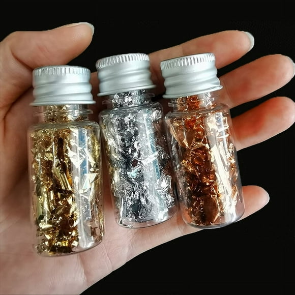 Lámina de oro rota, arte de uñas embotellado, artesanías hechas a mano, lámina de oro brillante, lámina de oro decorativa, papel, gota de pegamento, oro roto, plata rota, pintura rota