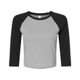 thumbnail image 1 of Bella + Canvas Womens Heather Raglan 3/4 Sleeve Crop Top, 1 of 3