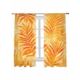 thumbnail image 2 of Sheer Curtains 72 Inches Long, Botanical Orange Yellow Light Filtering Window Curtains for Living Room, Modernism Tropical Palm Leaf Rod Pocket Voile Sheer Curtain Drapes, 52"W x 72"L, 2 Panels, 2 of 8