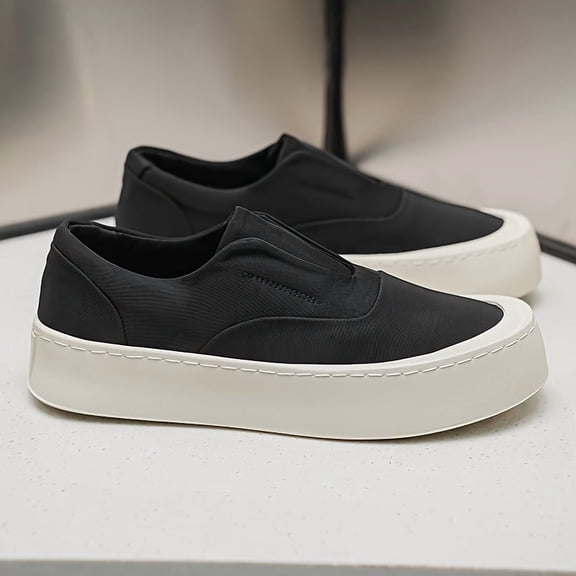 Men's Slip-On Platform Sneakers, Breathable Casual Lazy Shoes, Lightweight Non-Slip Thick Sole Walking Shoes for Daily Wear, Streetwear