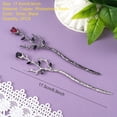 thumbnail image 3 of Flower Hair Stick, 2Pcs Metal Hair Chopsticks Retro Chinese Hair Sticks for Bun Chinese Hairpins Wedding Hair Accessories for Bride Women Girls (Silver Black), 3 of 5