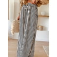 thumbnail image 3 of Pantalón ancho a rayas para mujer Acelitt, tiro alto, talla grande, 3 of 3