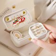 thumbnail image 5 of Mini Portable Jewelry Box For Travel Necklace Earring Ring Storage High-grade PU Leather Women Jewelry Organizer Case Joyero white box, 5 of 6