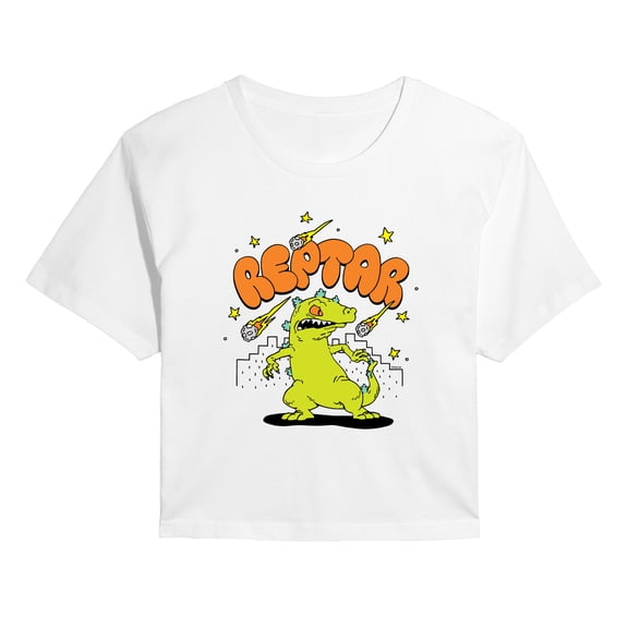 Rugrats - Reptar Doodle - Juniors Cropped Short Sleeve Graphic T-Shirt