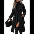 thumbnail image 1 of Gabardina de Lana Cruzada para Mujer, Abrigo de Invierno de Mezcla de Lana, Medio, Elegante. Negro M, 1 of 9