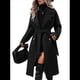 thumbnail image 1 of Gabardina de Lana Cruzada para Mujer, Abrigo de Invierno de Mezcla de Lana, Medio, Elegante. Negro M, 1 of 9