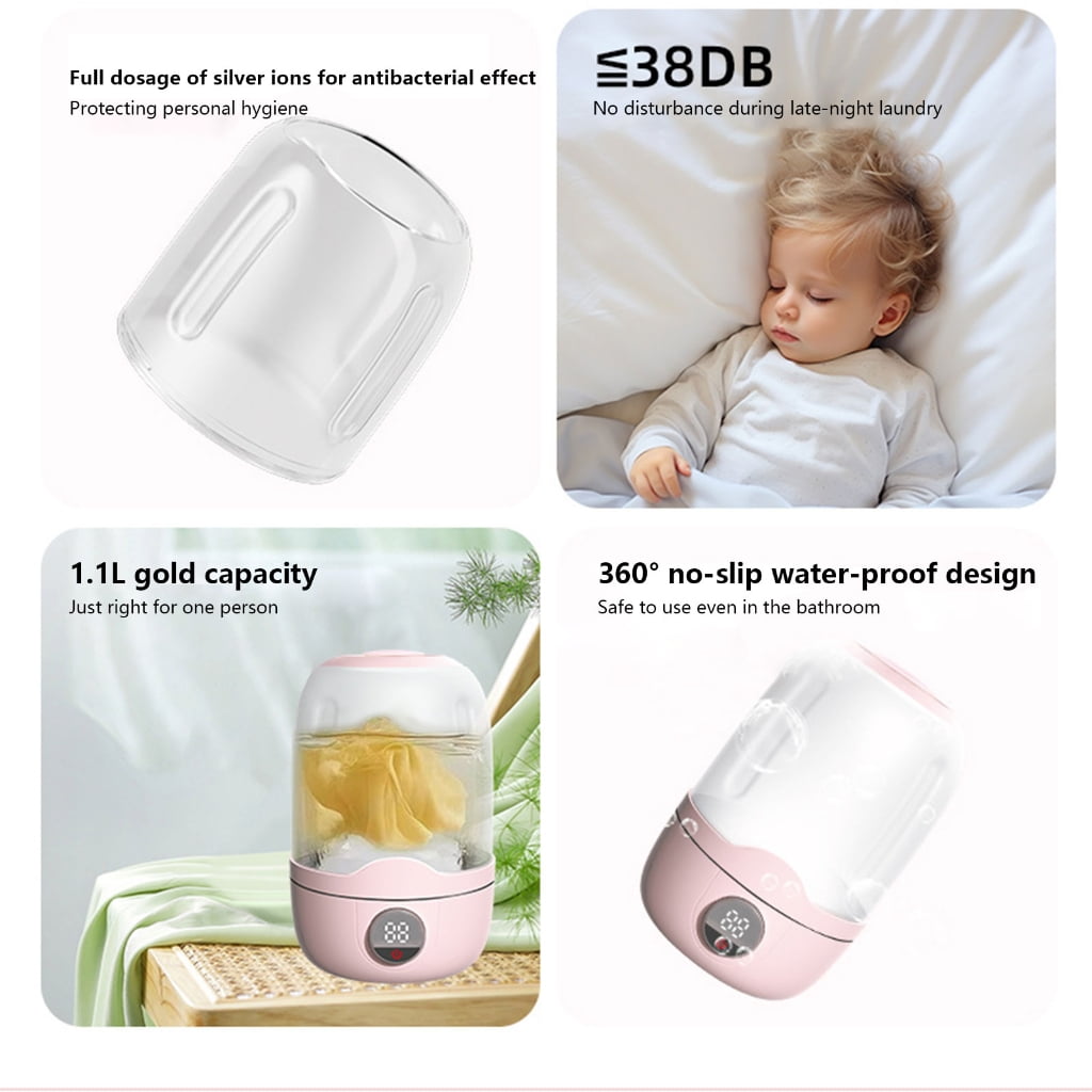 Zeiwohndc 1.1L Portable Wireless Mini Washer For Underwear Baby Clothes Cleaning