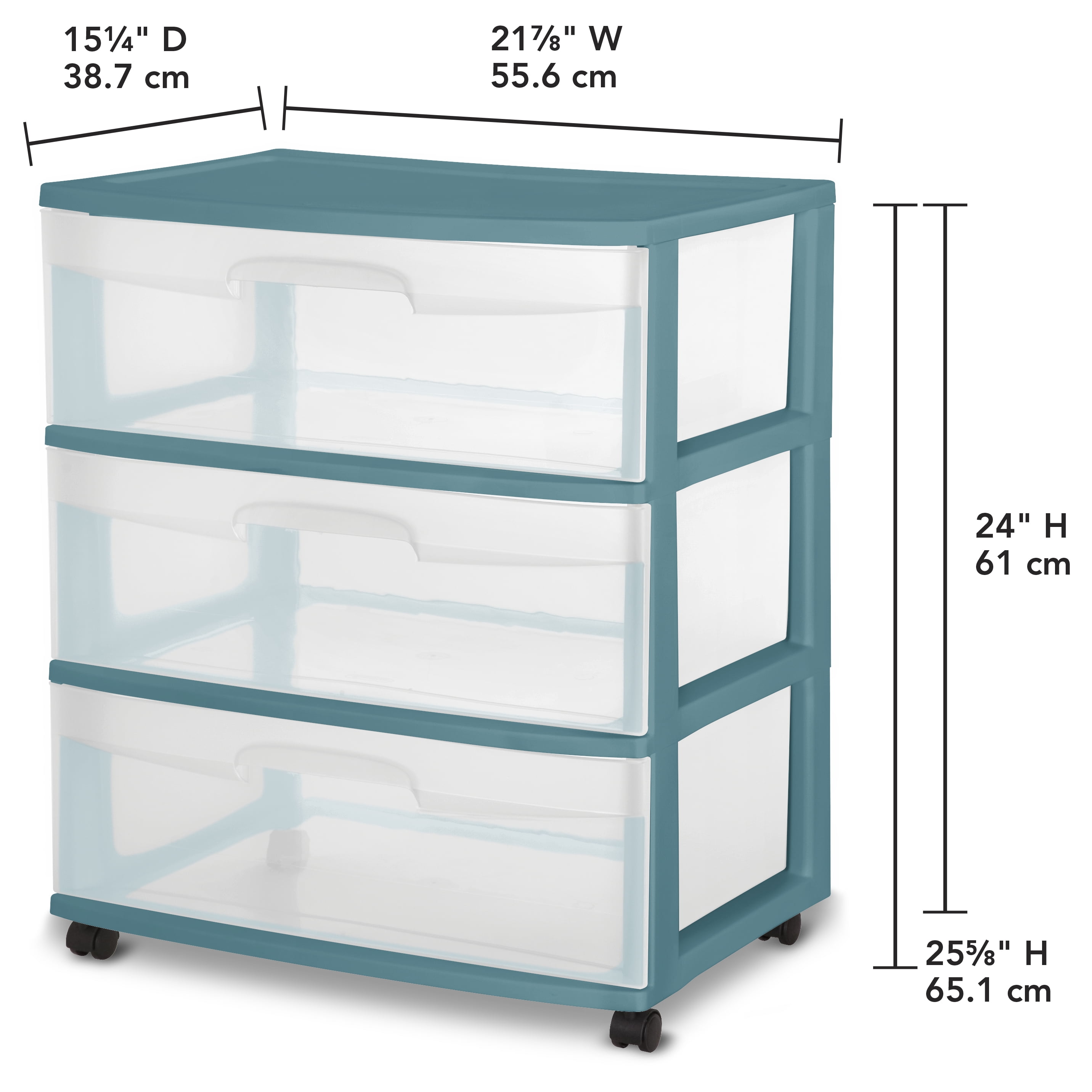 Sterilite 3 Drawer Wide Cart White Com