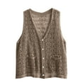 thumbnail image 4 of idosla Womens Floral Crochet Lace Boho Trim Sleeveless Open Front Vest Cardigan (Brown, One Size), 4 of 5
