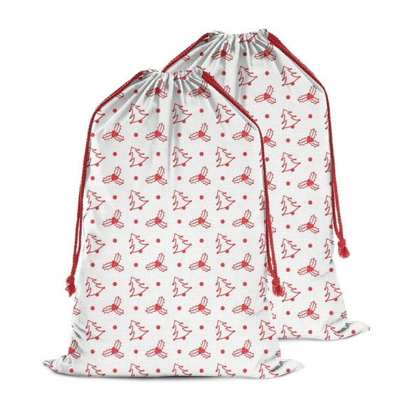 Christmas Sack – 28" X 20" Canvas Gift Bag with Drawstring, Full Print Polyester Santa Sack, Durable Reusable Xmas Gift Bag for Holiday, Party & Storage