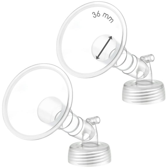 2X 36 mm Maymom Two-Piece Wide Neck Pump Parts for Spectra S1/S2 Pumps; Incl Wide Mouth Flanges; Not Original Spectra Flange