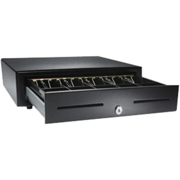 APG VB320-BL1616 Standard-Duty Cash Drawer, Vasario Series, Multipro 24V, Fixed 5" x 5" Till, 16" x 16" Size, Black