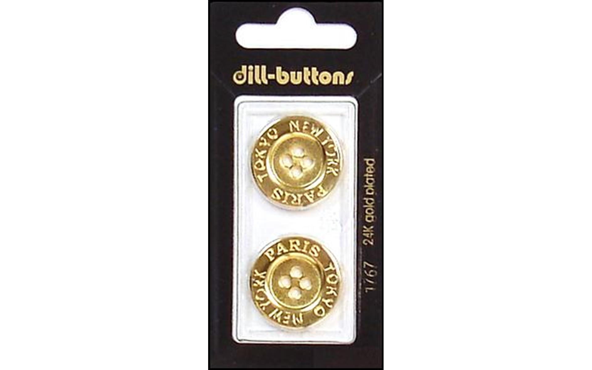Dill Buttons 23mm 2pc 4 Hole Gold Metal