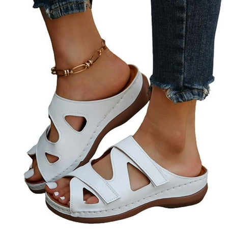 

CTEEGC Walking Sandals Women Summer Hollow Open Toe Slippers Platform Wedge Beach Sandals