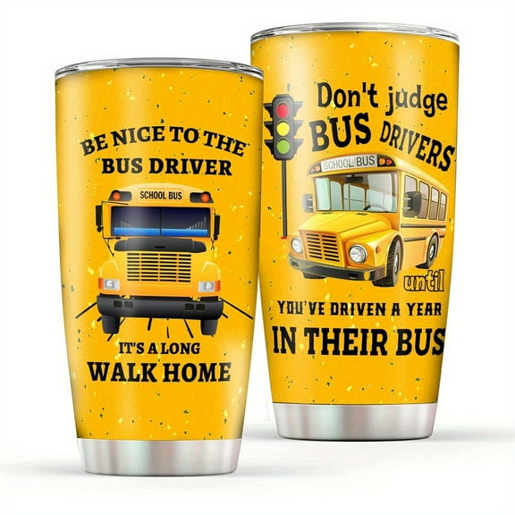 1 Pc, 20oz, Tumbler with Lid and Straw, School Bus Driver Coffee Cup Tumbler Cup - Coffee Travel Mug Tea Drinking Water Birthday Back To School Gifts All Seasons & Outdoor Adventures Car Cup