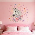 thumbnail image 6 of Lilixerw Horse with Flowers and Butterflies Wall Stickers,Self-Adhesive Removable PVC Wall Decals,No-Residue Waterproof Wall Art Stickers for Living Room,Bedroom Decor,15.7x11.4 Inch, 6 of 8